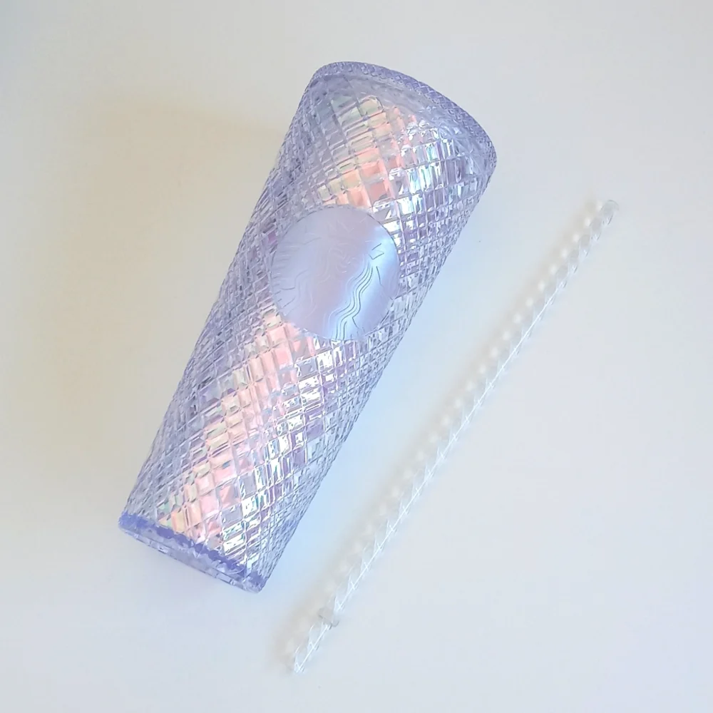2022 Spring Starbucks Iridescent Unicorn Grid Venti 24oz Tumbler w Lid & Straw